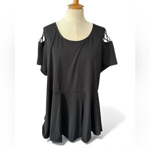 Torrid Peplum Lace Up Cold Shoulder Cage Back Top NWOT sz 3 3X